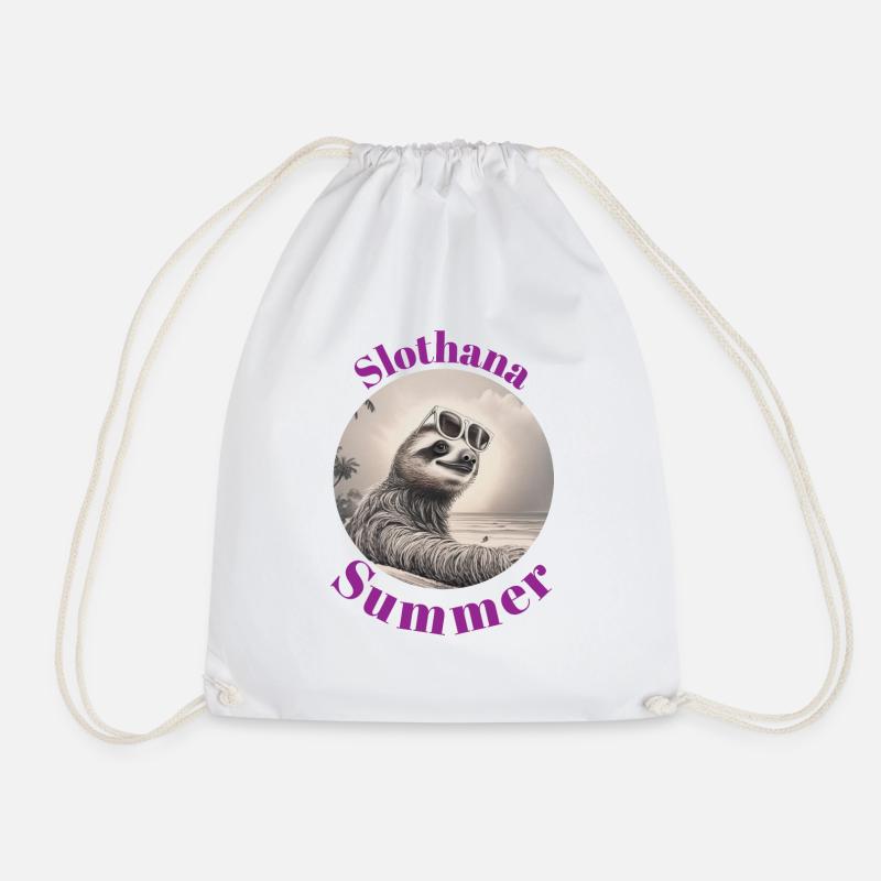 Slothana Summer "2" - Drawstring Bag - white