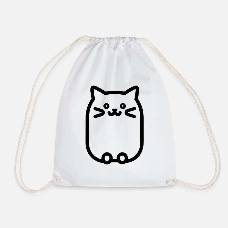 cat - Drawstring Bag - white