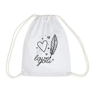 Feather Font Love You - Drawstring Bag - white - Front
