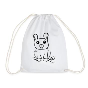 chien assis mignon petit chiot heureux animal de compagnie - Sac de sport léger - blanc - Devant