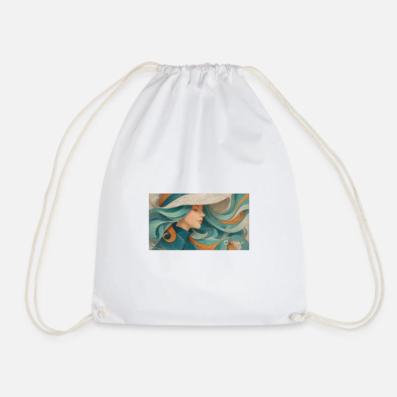 Flowing Color Portrait Turquoise - Drawstring Bag - white