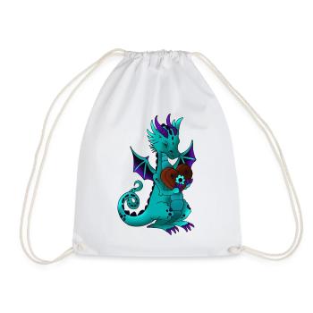 Dragon avec coeur de pain d'épice en amour avec des dragons - Sac de sport léger - blanc - Devant