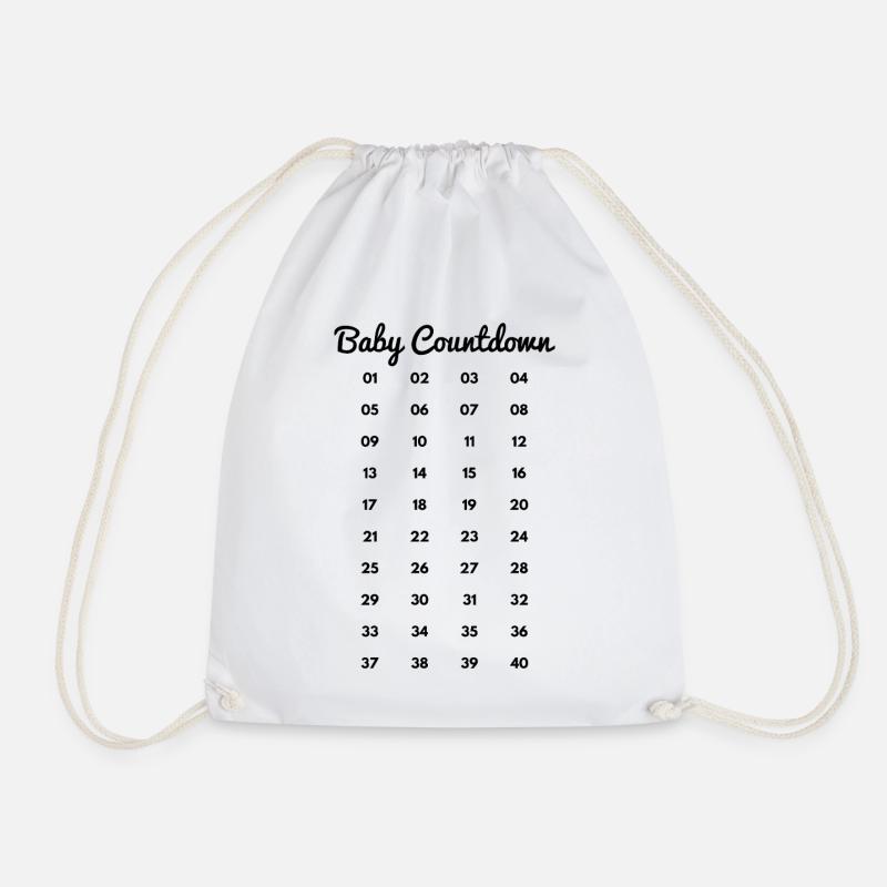 Baby Countdown Pregnancy Weeks - Drawstring Bag - white
