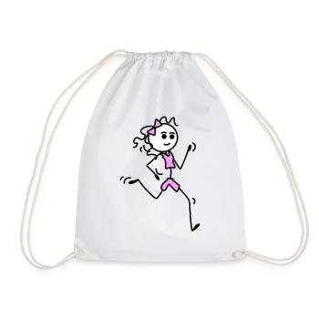 Je cours, coureuse avec nœud papillon - Sac de sport léger - blanc - Devant