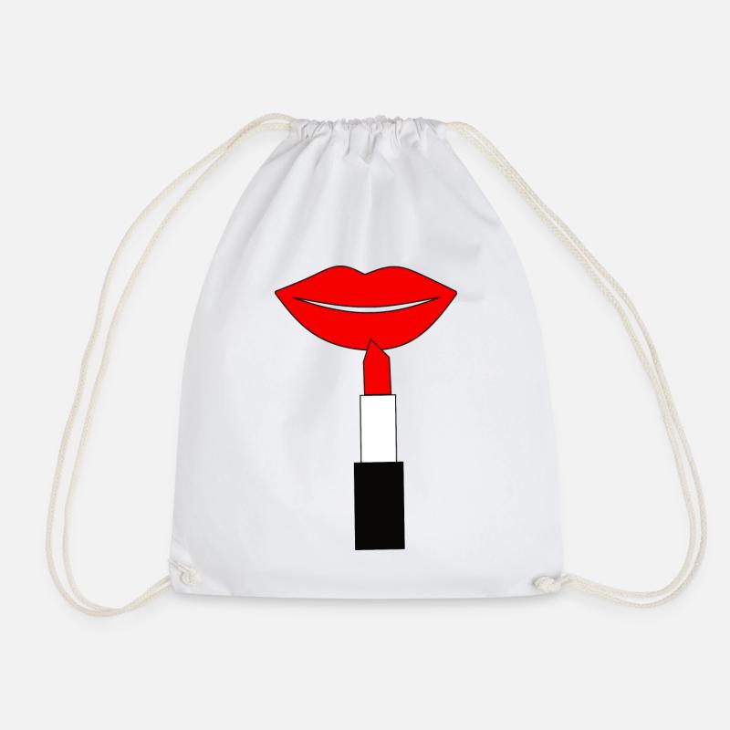 Lippenstift Lippen rot - Turnbeutel - Weiß