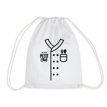 Kids Chef Uniform Petit Chef Child Cooking Costume - Drawstring Bag - white - Front