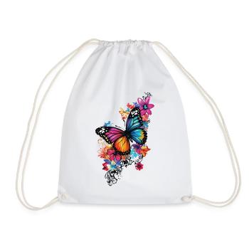 Butterfly Colorful Colorful Beautiful Art Nature - Drawstring Bag - white - Front