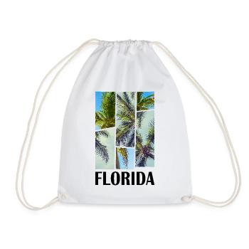 Florida USA Miami America Summer Palm Trees Beach - Drawstring Bag - white - Front