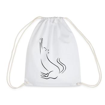 Cat line art drawing - Drawstring Bag - white - Front