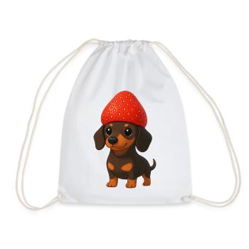 Teckel drôle avec des fraises et un chapeau fruité - Sac de sport léger - blanc - Devant