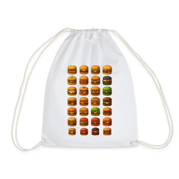 Diverse burger designs for food lovers - Drawstring Bag - white - Front