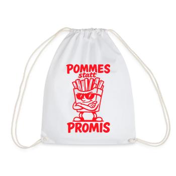 French fries instead of celebrities – Funny fun saying - Drawstring Bag - white - Front