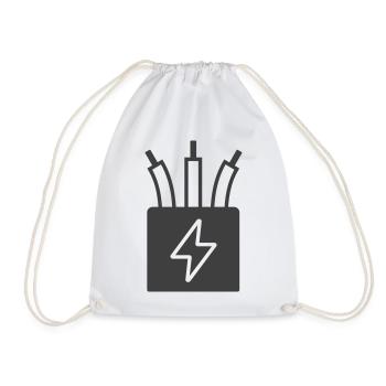 Electric Cable Power Icon Logo - Drawstring Bag - white - Front