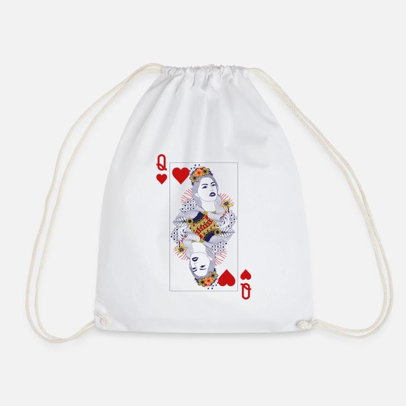 Herzkönigin ♥︎ Spielkarten-Design - Turnbeutel - Weiß