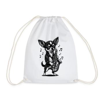 Musical Chihuahua Saxophone Art - Sac de sport léger - blanc - Devant