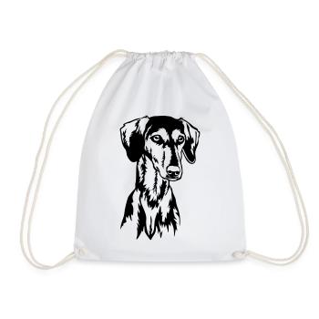 saluki head - Drawstring Bag - white - Front