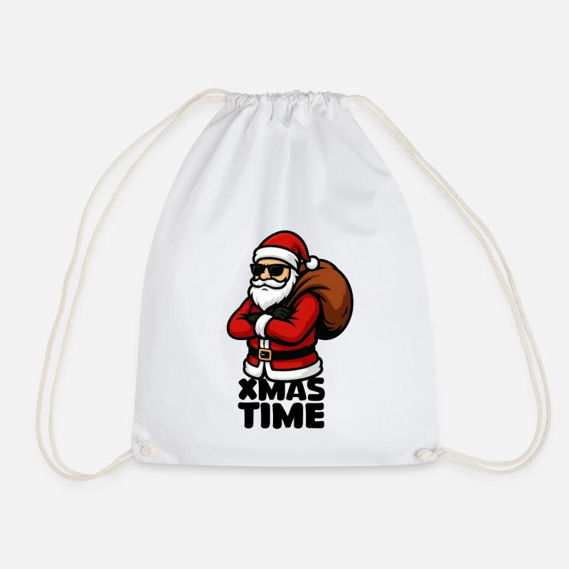 Cooler Santa mit Geschenksack - Turnbeutel - Weiß