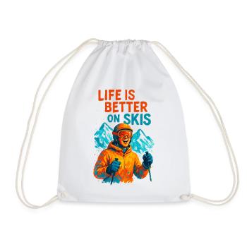 Life is Better at Ski Montagne Sport - Drawstring Bag - white - Front