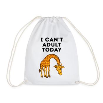 Tired giraffe - I can´t adult today - Drawstring Bag - white - Front