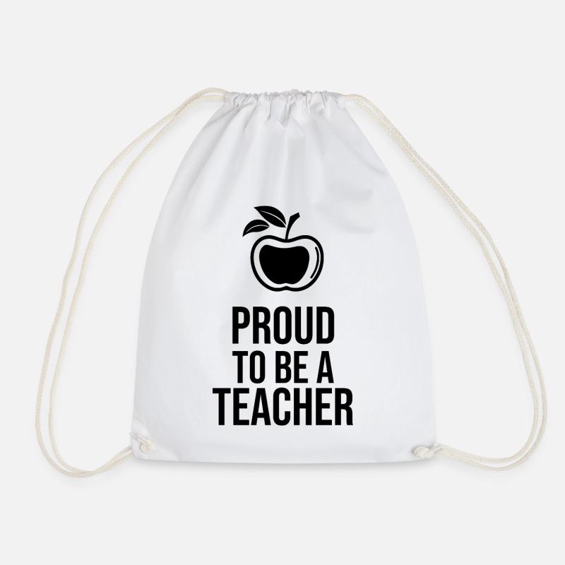 Proud to be a Teacher - Minimalist Line Art Icon - Drawstring Bag - white