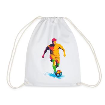 Colored Soccer Sprint Silhouette - Drawstring Bag - white - Front