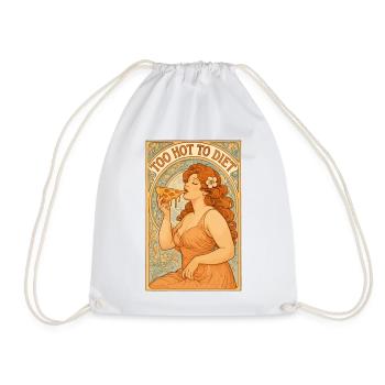 Art nouveau Pin-Up : Pizza – Trop chaud pour être diété. - Sac de sport léger - blanc - Devant