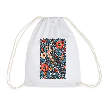 Gotische Whimsigoth-Raben-Krähe-Blumenvogelkunst - Turnbeutel - Weiß - Vorne