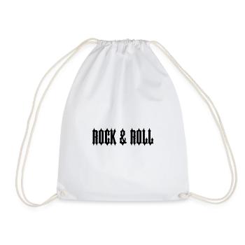 "ROCK & ROLL" Black gothic inspired text design - Drawstring Bag - white - Front