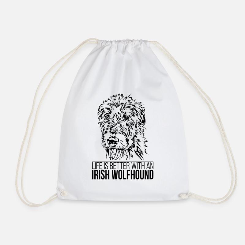 IRISH WOLFHOUND life is better Spruch Wilsigns - Turnbeutel - Weiß