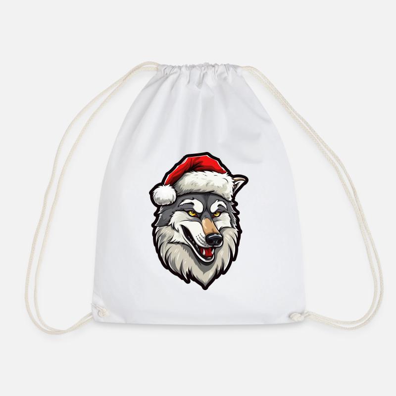 Wolf Christmas - Drawstring Bag - white