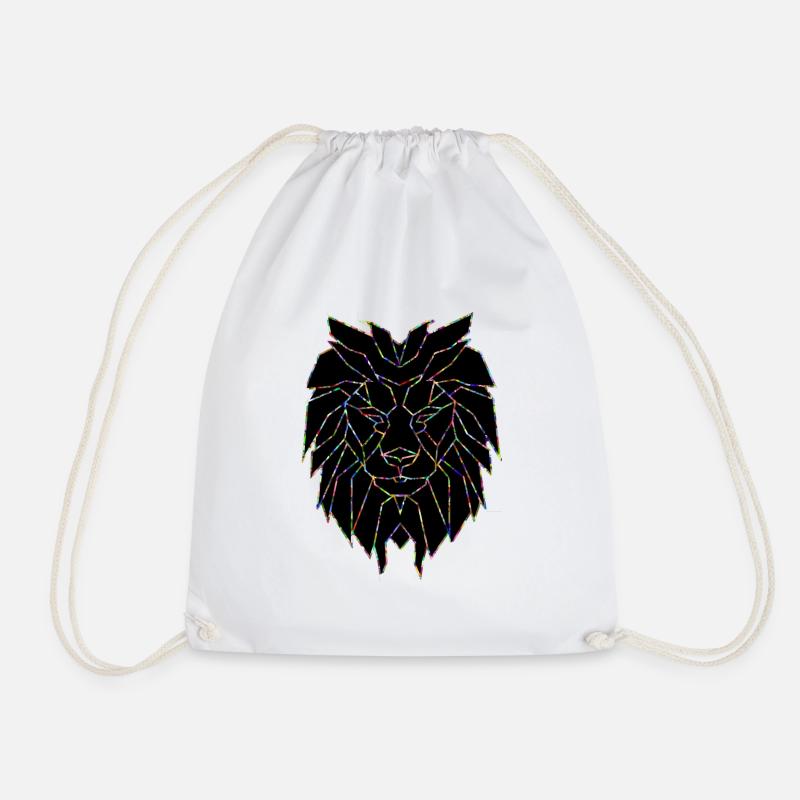lion's head - Drawstring Bag - white