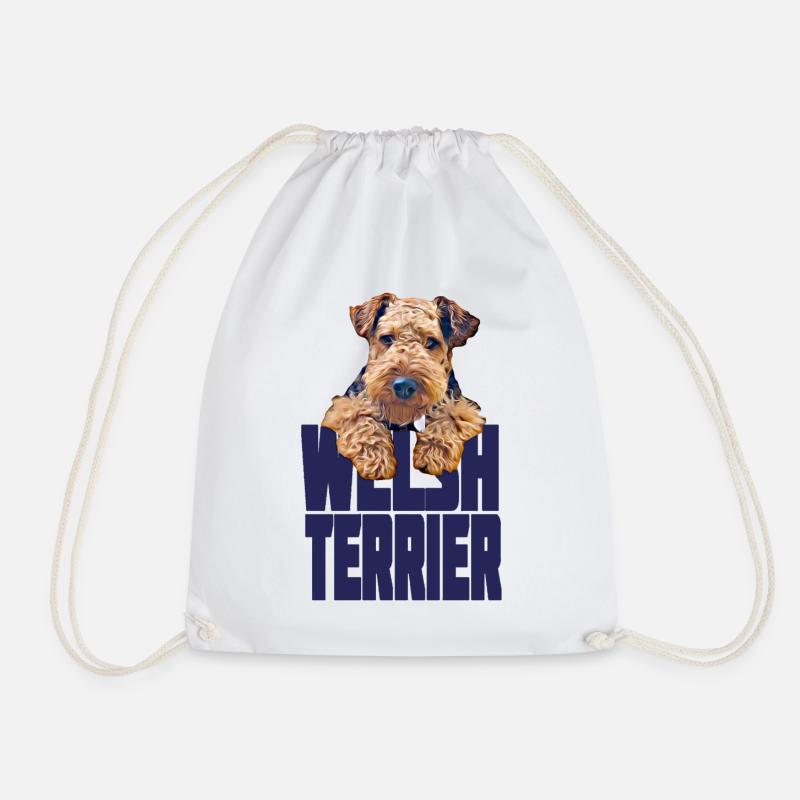 Welsh Terrier - Drawstring Bag - white