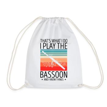 Bassoon Wind Instrument Design for Bassoonist - Drawstring Bag - white - Front