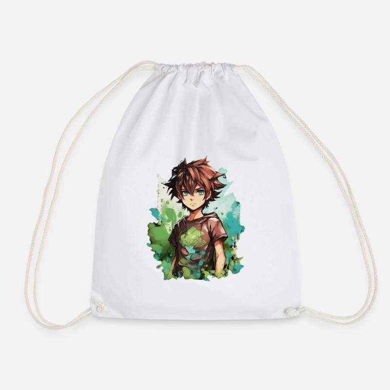 Anime Boy - Drawstring Bag - white