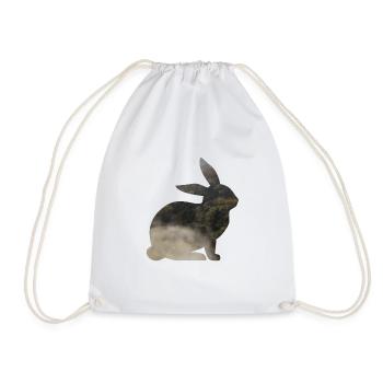 Hare in silhouette with forest and fog - Drawstring Bag - white - Front