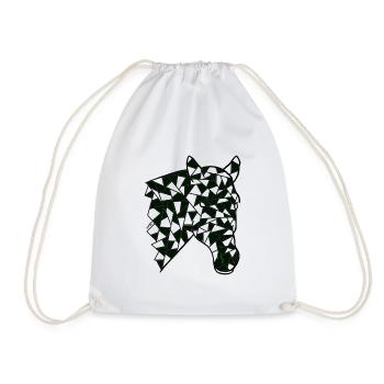Black Mosaic Horse - Drawstring Bag - white - Front