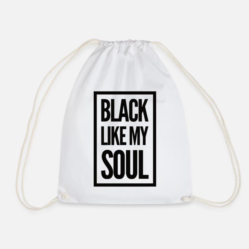 Black Like My Soul - Drawstring Bag - white