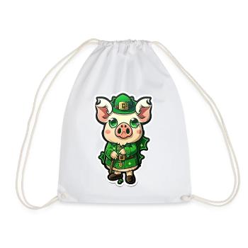 Tenue chapeau St Patrick Cochon mignon trèfle - Sac de sport léger - blanc - Devant