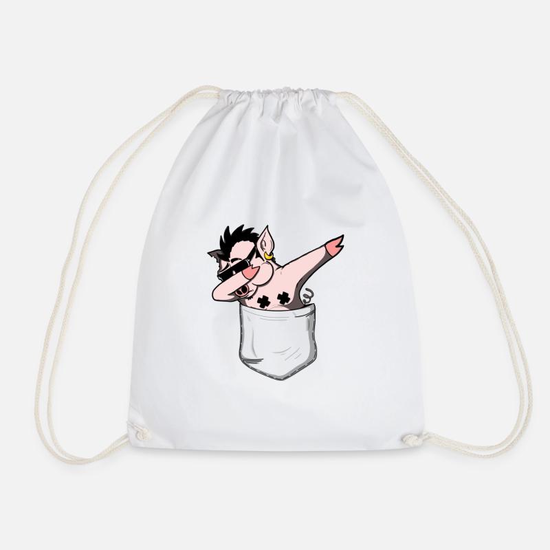 Dabbing Pocket Schwein - Turnbeutel - Weiß