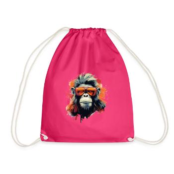Cooler Party Affe mit Sonnenbrille - Turnbeutel - Fuchsia - Vorne