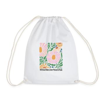 Without Rain Floral Design Retro Style - Drawstring Bag - white - Front