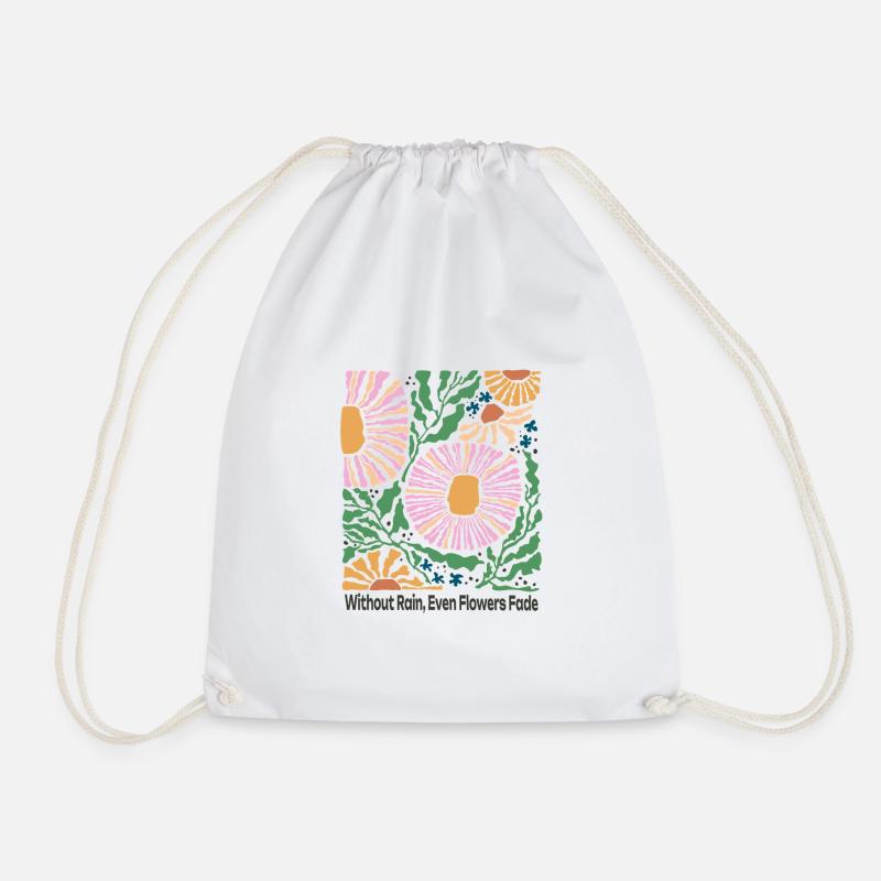 Without Rain Blumen Design Retro Stil - Turnbeutel - Weiß