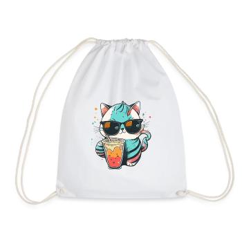 The coolest cat on the beach - Drawstring Bag - white - Front