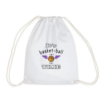 It's Basket_ball time!! - Drawstring Bag - white - Front