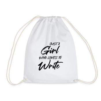 Just a girl who loves to write - Drawstring Bag - white - Front