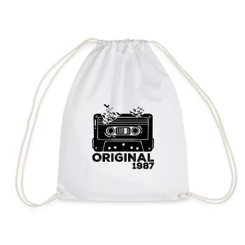 Year of birth 1987 Cassette 1987 Birthday 1987 - Drawstring Bag - white - Front