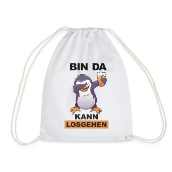 Dabbing Pinguin saufen Trinkspruch - Turnbeutel - Weiß - Vorne