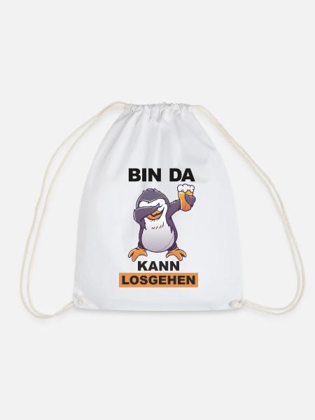 Dabbing Pinguin saufen Trinkspruch - Turnbeutel - Weiß