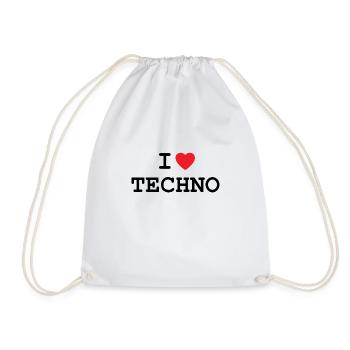 I love techno - Drawstring Bag - white - Front