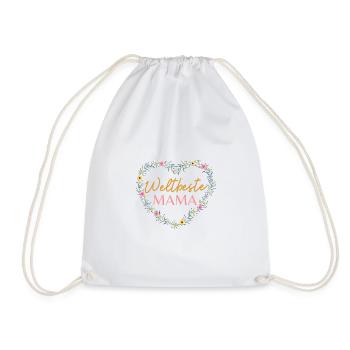 Weltbeste Mama! Herz- Blumen Design - Turnbeutel - Weiß - Vorne